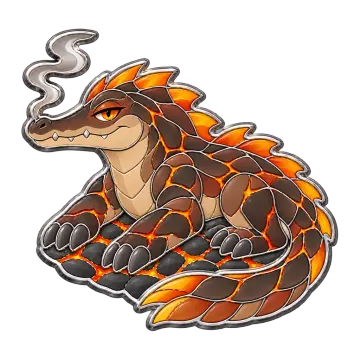 Cindergator, a Rare Fire creature pin