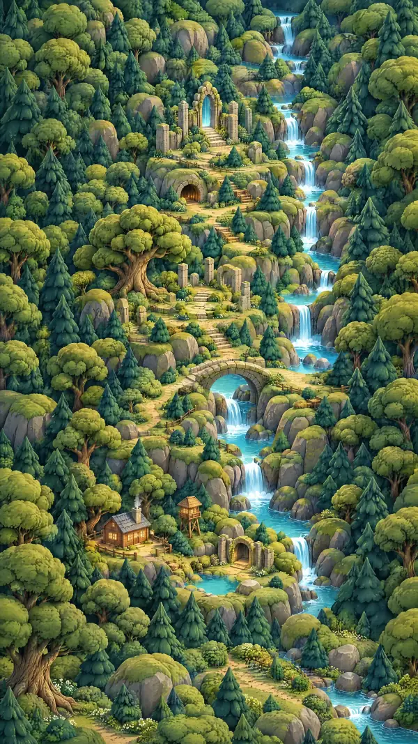 Hollowmere Woodland, painted map